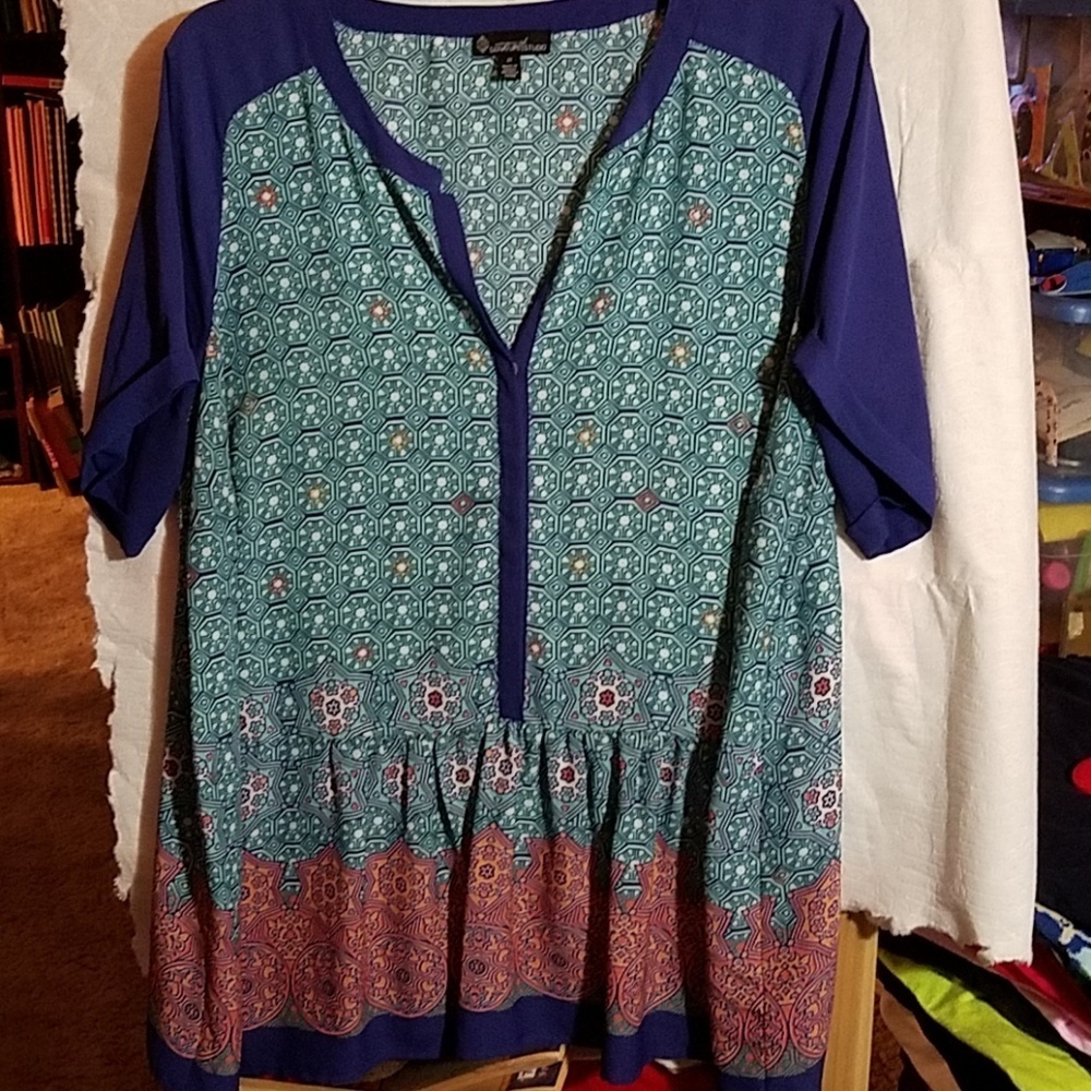 Signature Studio 2xl Blue Orange Cuffed Sleeve.